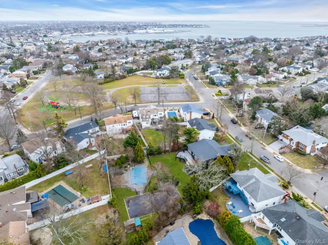 a view of a yard with plants and trees