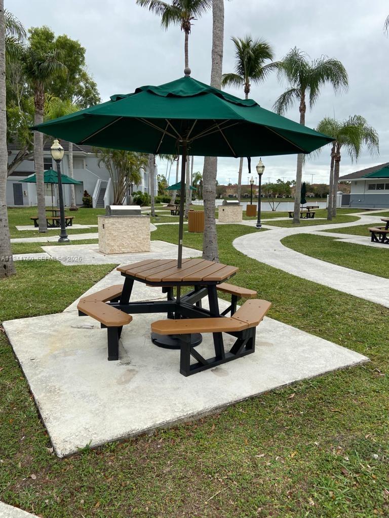 8640 Southwest 212th Street, Unit 304 Cutler Bay, FL 33189 - Photo 17 of 26 a swimming pool with outdoor seating yard and barbeque oven