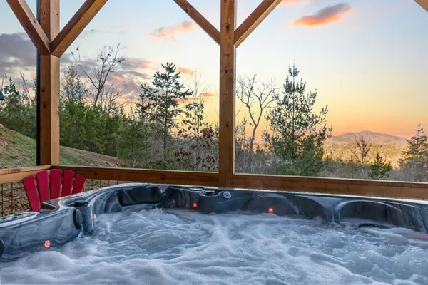 a view of a mountain range with trees