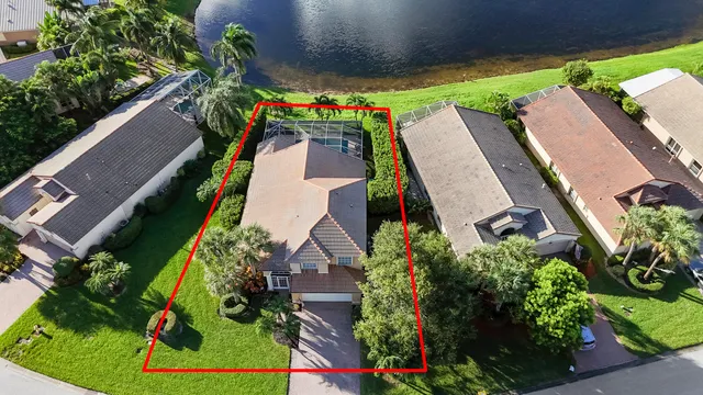 an aerial view of a house