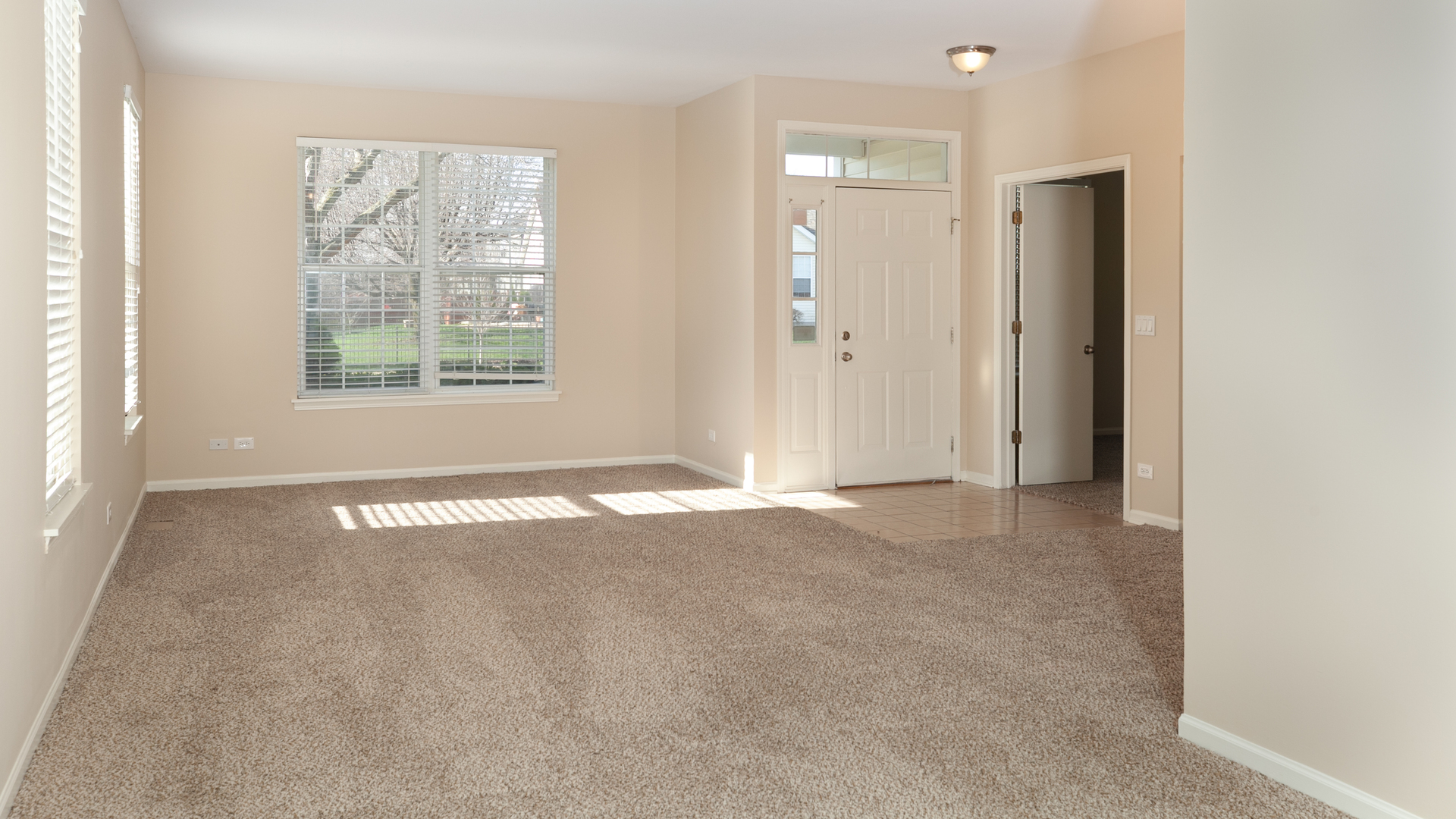 1850 Carrier Circle Plainfield, IL 60586 - Photo 2 of 13 an empty room with a windows and a ceiling fan