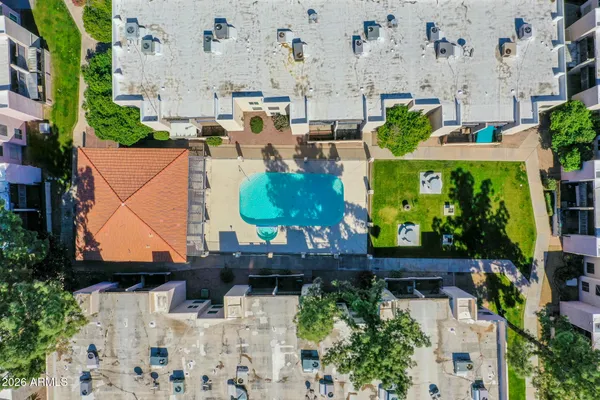 an aerial view of multiple house