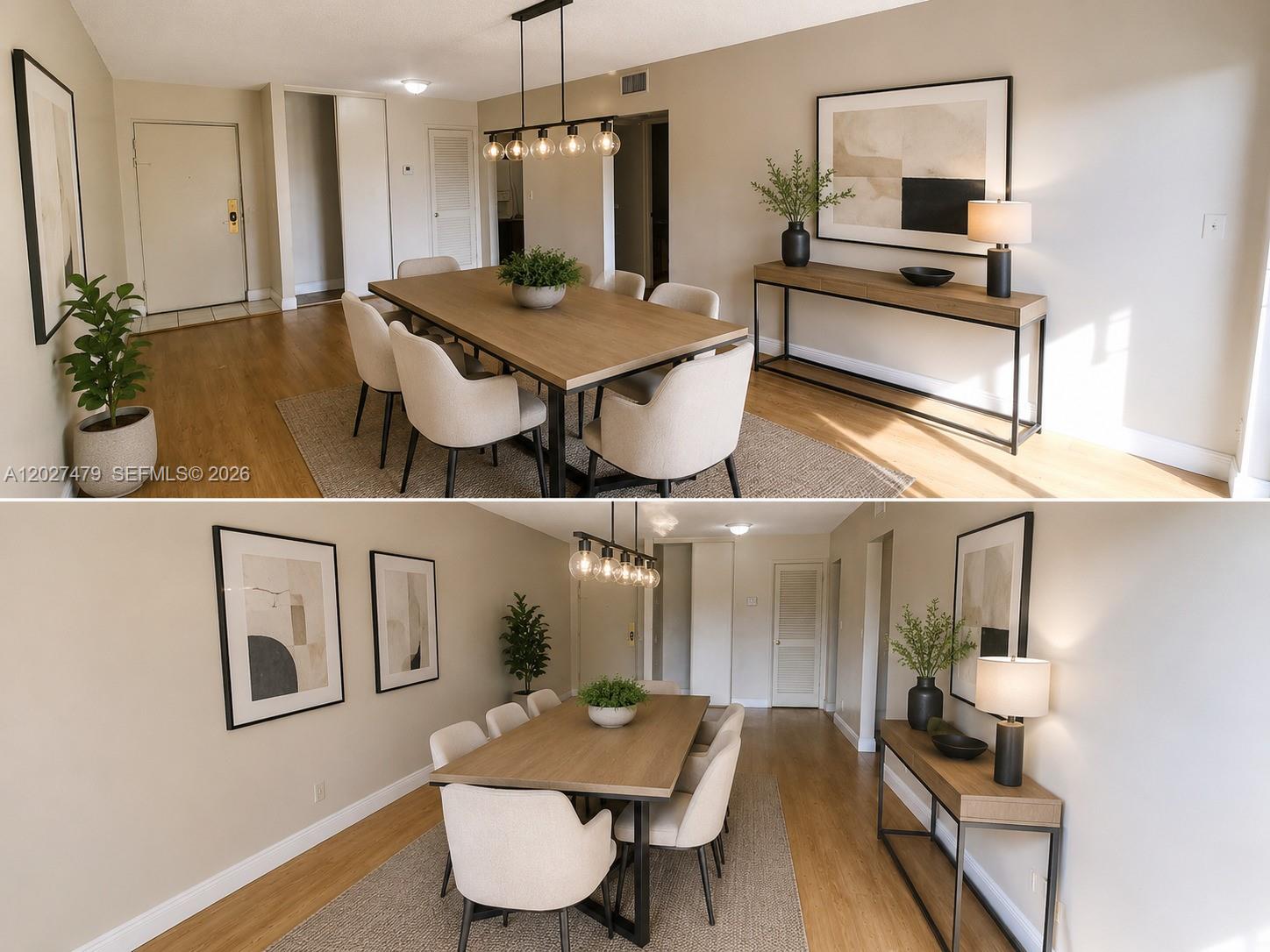 405 South Pine Island Road, Unit 308D Plantation, FL 33324 - Photo 5 of 14 a dinning room with kitchen island stainless steel appliances furniture stove and wooden floor