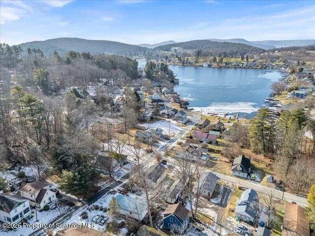 a view of lake and mountain
