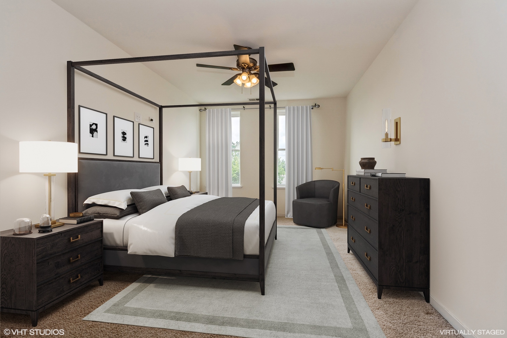 2510 West Irving Park Road, Unit 402 Chicago, IL 60618 - Photo 8 of 13 a bedroom with double bed and a chandelier