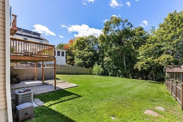 a view of a deck with a chair