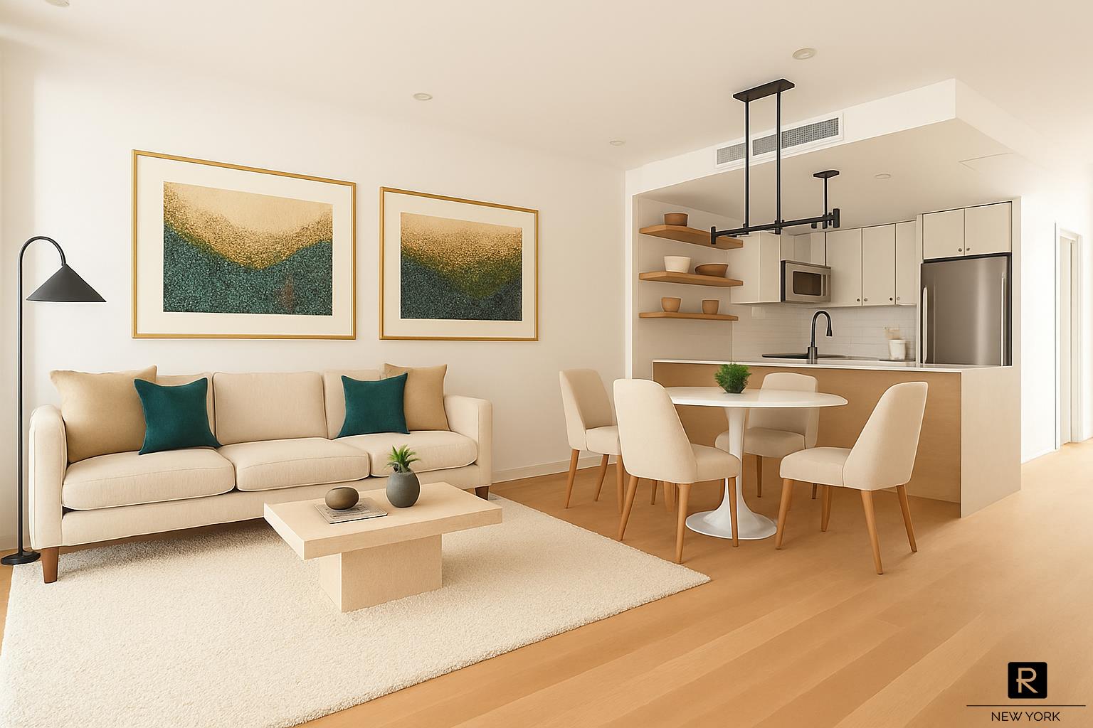 340 Metropolitan Avenue, Unit 5B Brooklyn, NY 11211 - Photo 4 of 12 a living room with furniture wooden floor and a flat screen tv