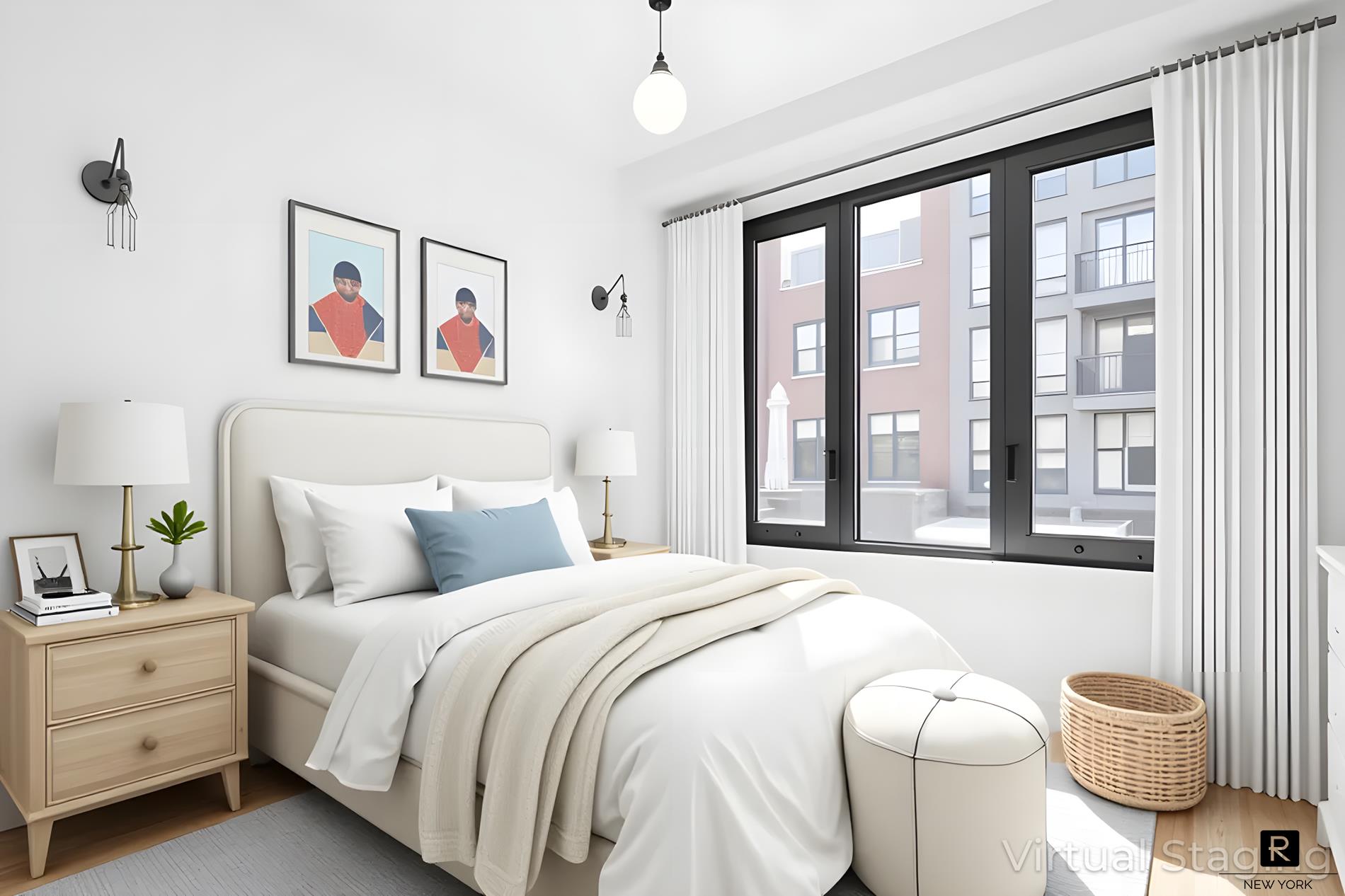 340 Metropolitan Avenue, Unit 5B Brooklyn, NY 11211 - Photo 9 of 12 a bedroom with a bed and a large window