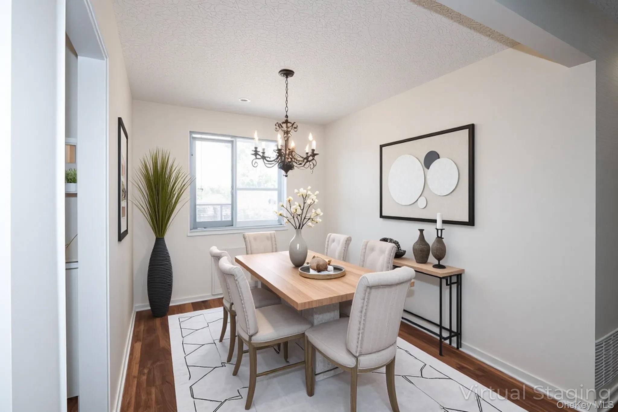 220-04 Stronghurst Avenue, Unit 185 Queens, NY 11427 - Photo 14 of 33 a view of a dining room with furniture and a chandelier