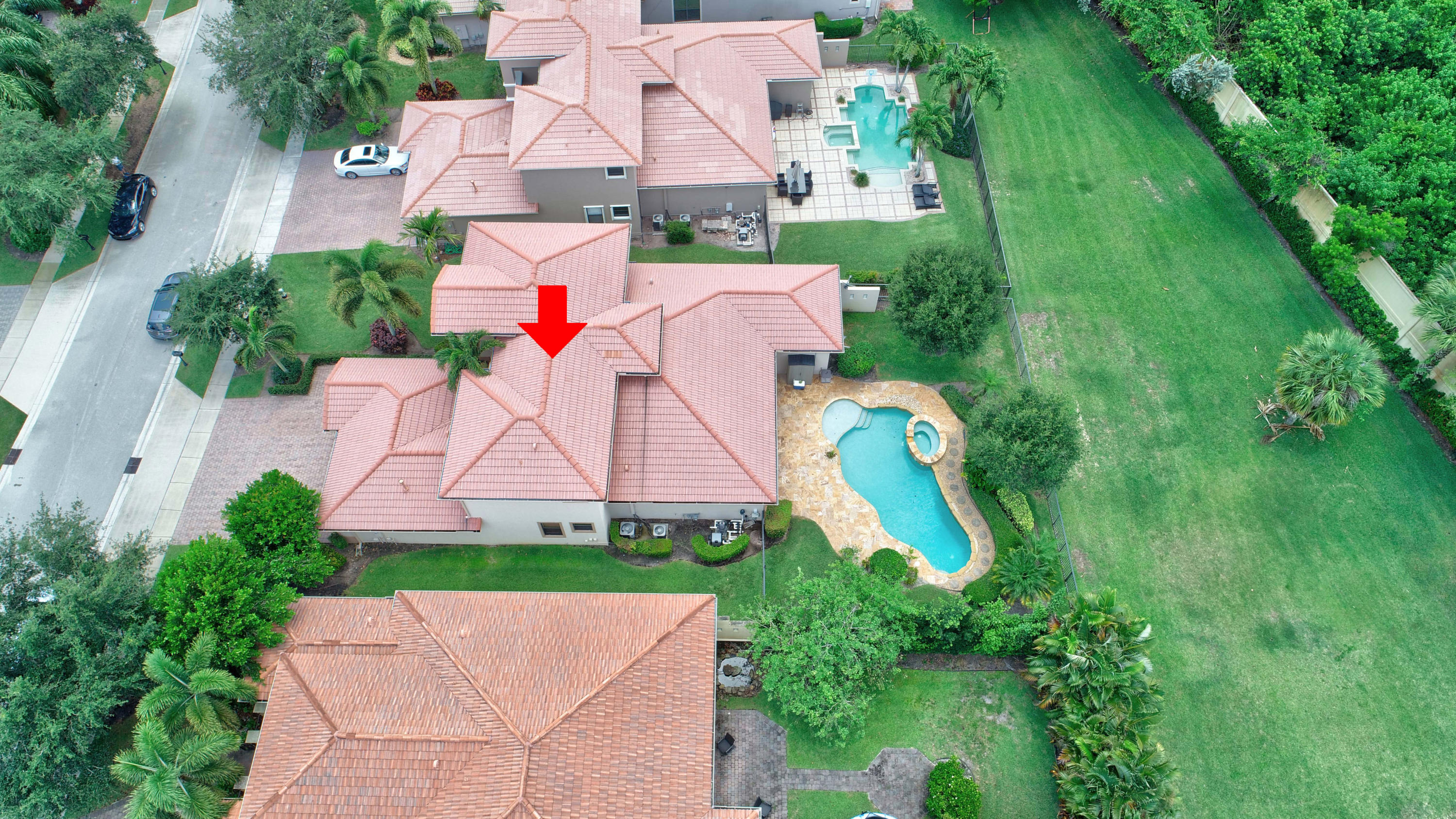 16155 Rosecroft Terrace Delray Beach, FL 33446 - Photo 32 of 40 an aerial view of house with swimming pool outdoor seating and yard