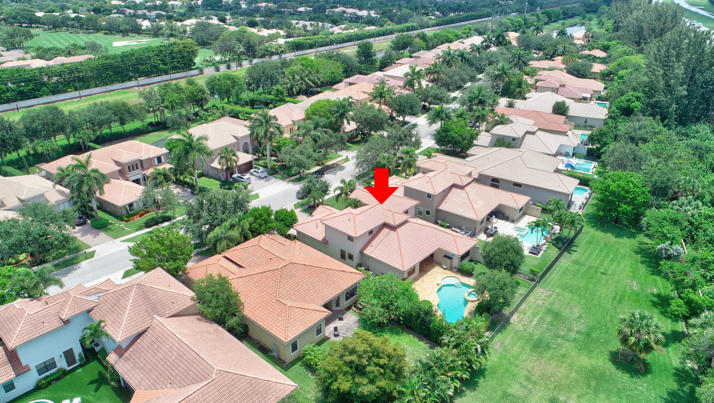 16155 Rosecroft Terrace Delray Beach, FL 33446 - Photo 36 of 40 an aerial view of a house with a yard