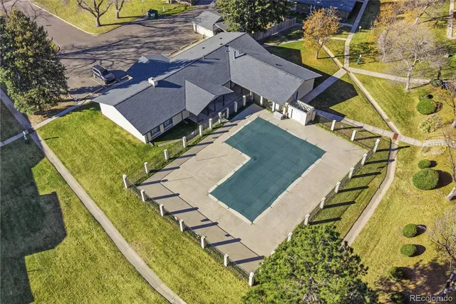 an aerial view of a house