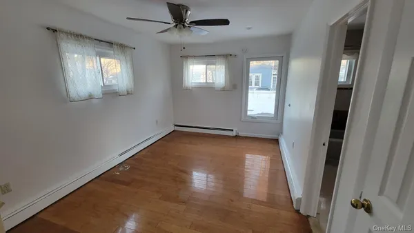 an empty room with windows