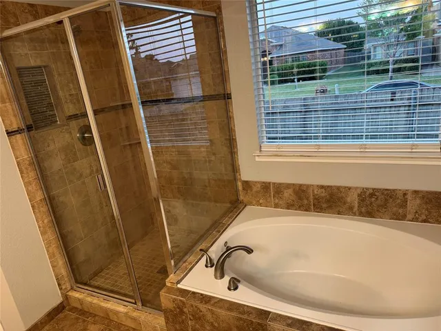 a bathroom with a bathtub