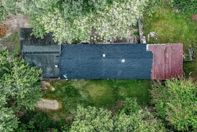 an aerial view of a house