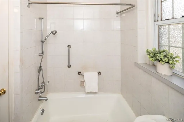 a bathroom with a shower and a toilet