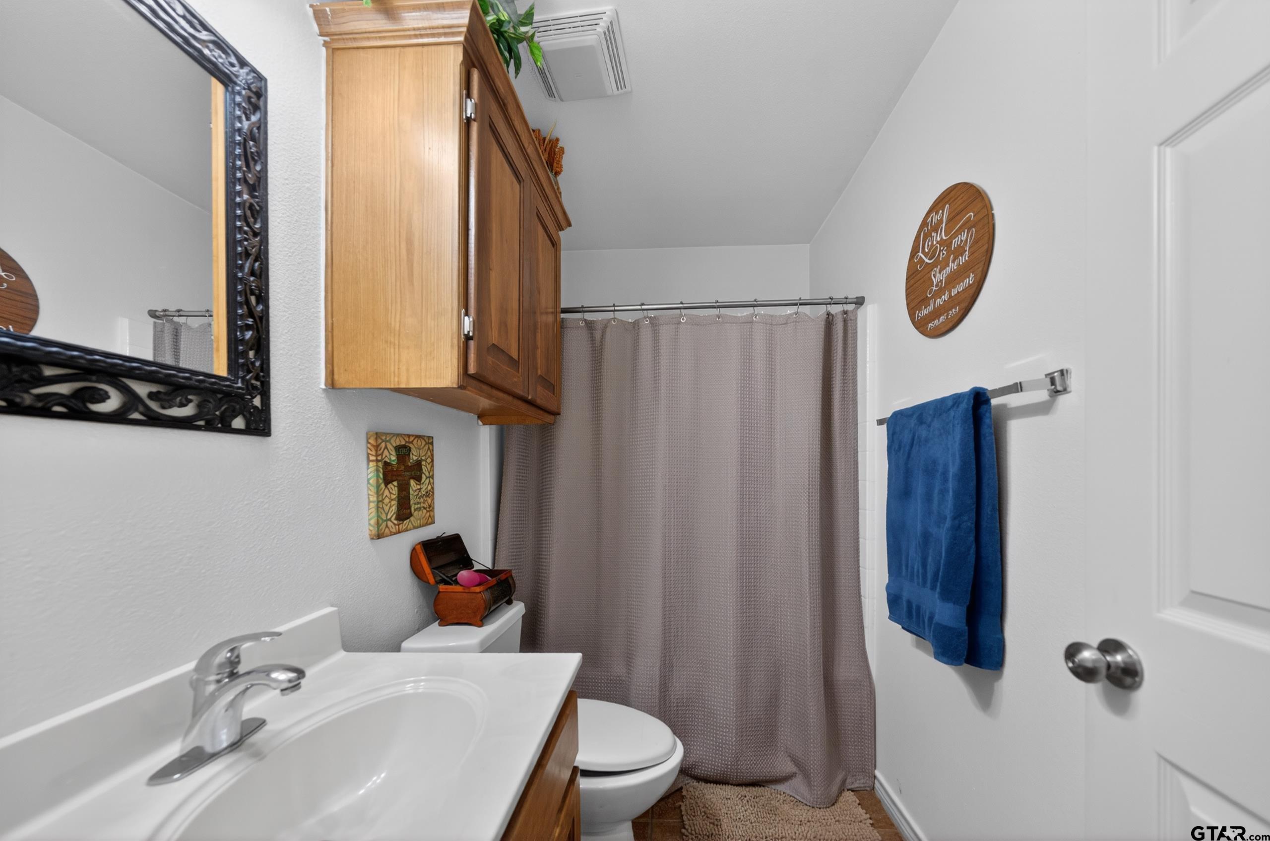 11274 Meadows Drive Flint, TX 75762 - Photo 33 of 43 a bathroom with a sink and a mirror