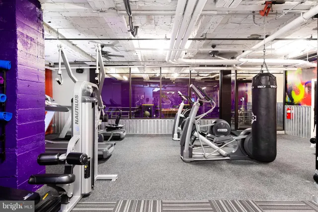 a view of a room with gym equipment