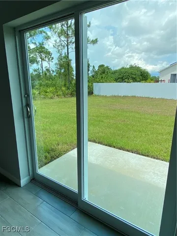 a view of a garden from a window