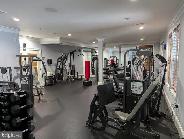 a view of a room with gym equipment