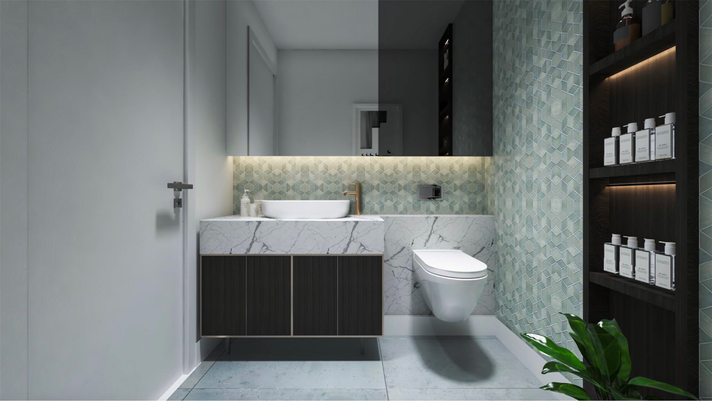 2312 West Main Street Houston, TX 77098 - Photo 18 of 34 a bathroom with a toilet a sink and mirror