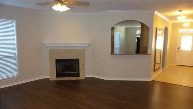 a view of a livingroom with a fireplace
