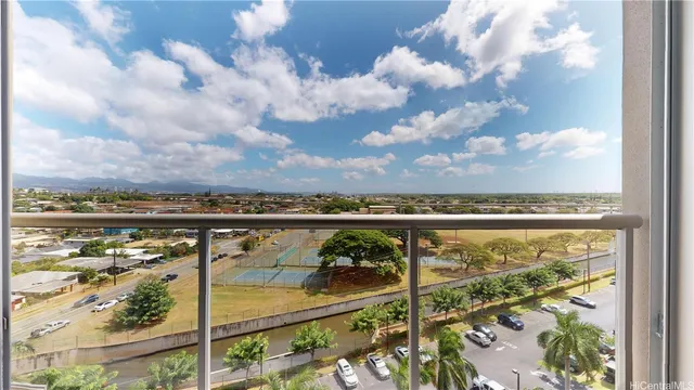 a view of a lake from a balcony