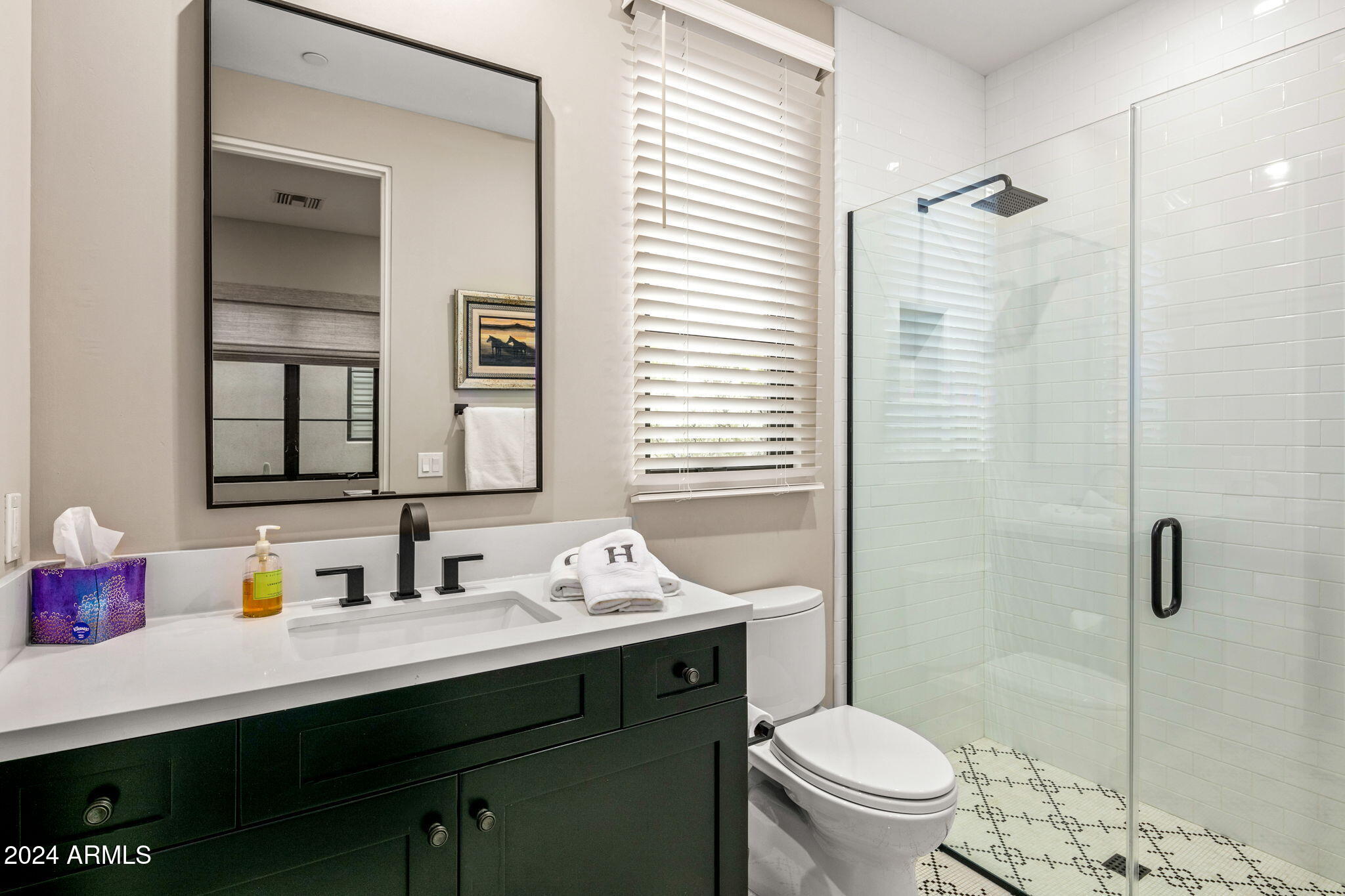 37200 North Cave Creek Road, Unit 1082 Scottsdale, AZ 85262 - Photo 37 of 66 a bathroom with a sink toilet vanity and shower