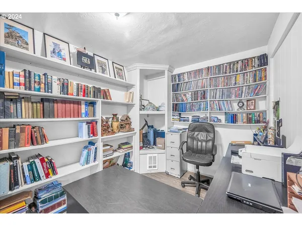 a room with musical instruments and outdoor space