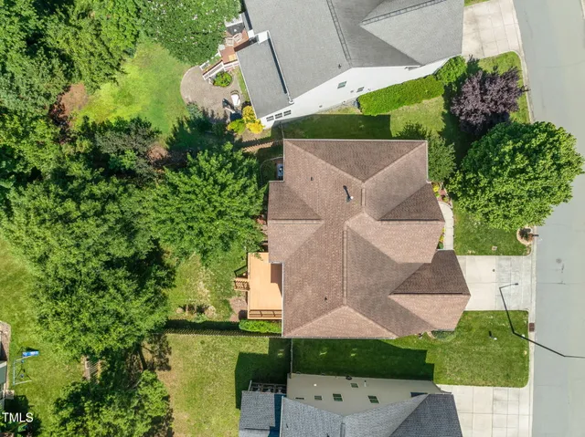 an aerial view of a house