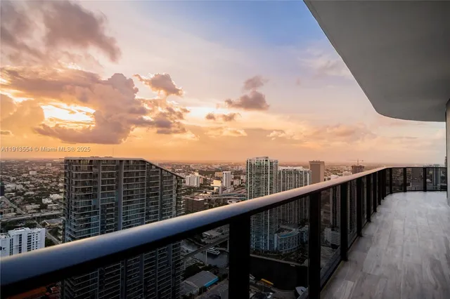 a view of city from a balcony