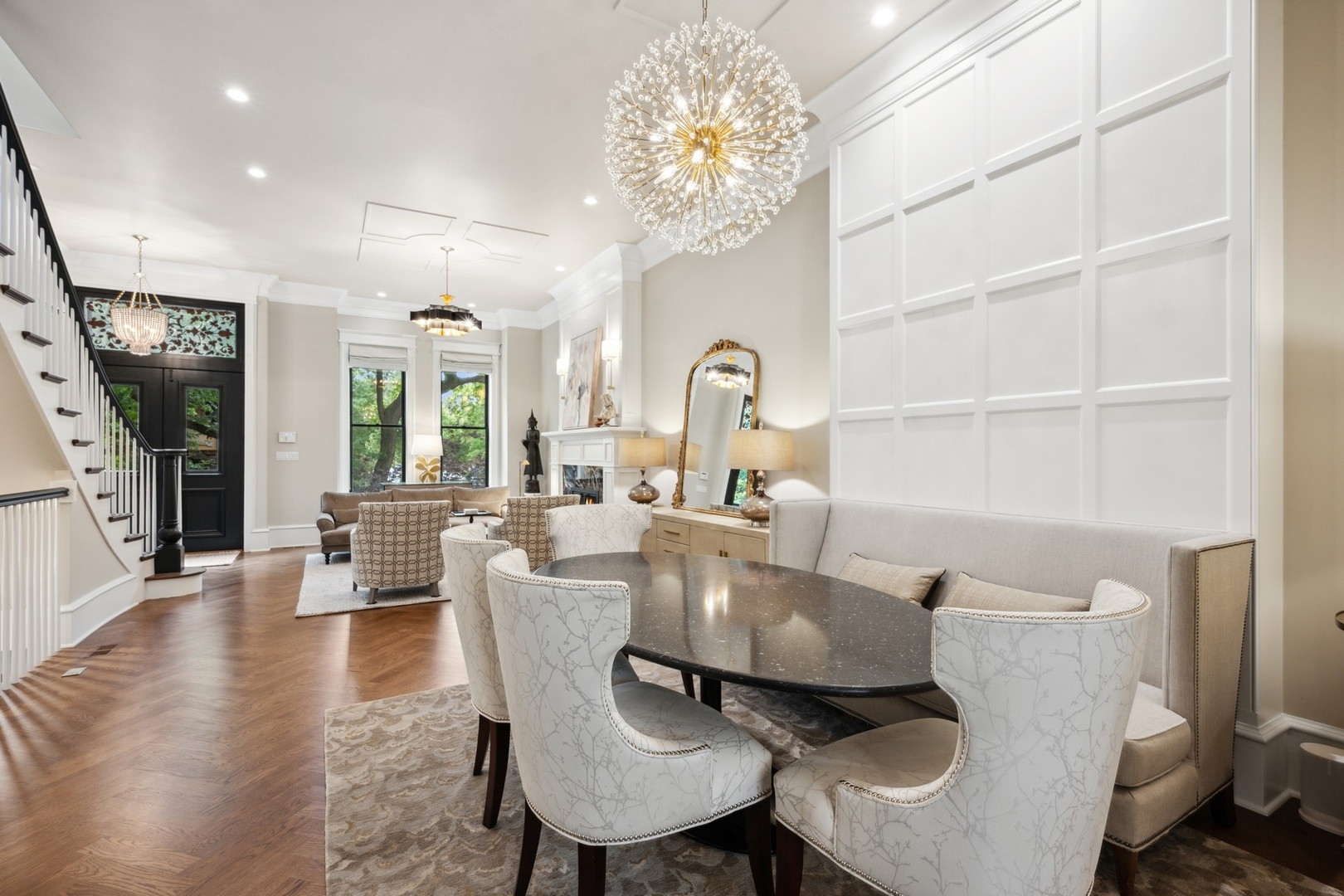 558 West Fullerton Parkway Chicago, IL 60614 - Photo 5 of 40 a living room with furniture and a chandelier