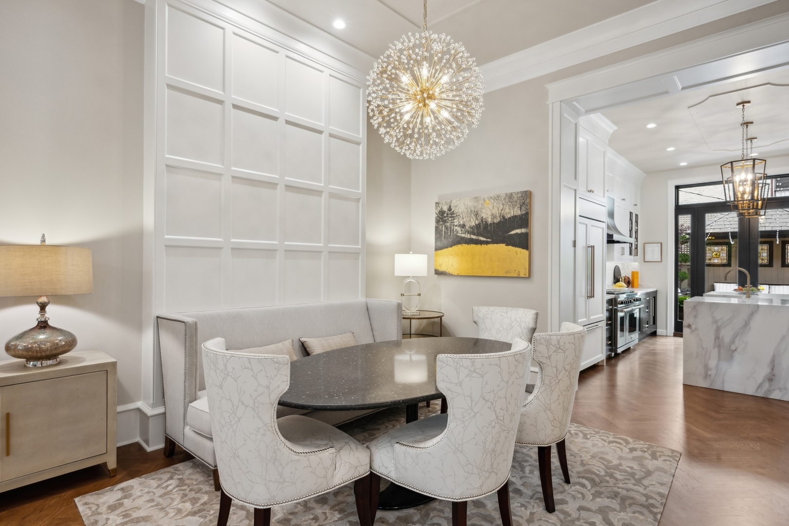 558 West Fullerton Parkway Chicago, IL 60614 - Photo 6 of 40 a living room with furniture and a chandelier