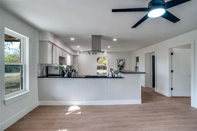 a view of kitchen and living room