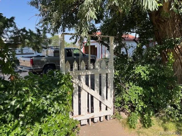 an outdoor space with lots of trees