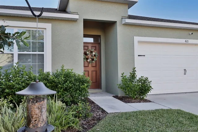 a garden view with a seating space