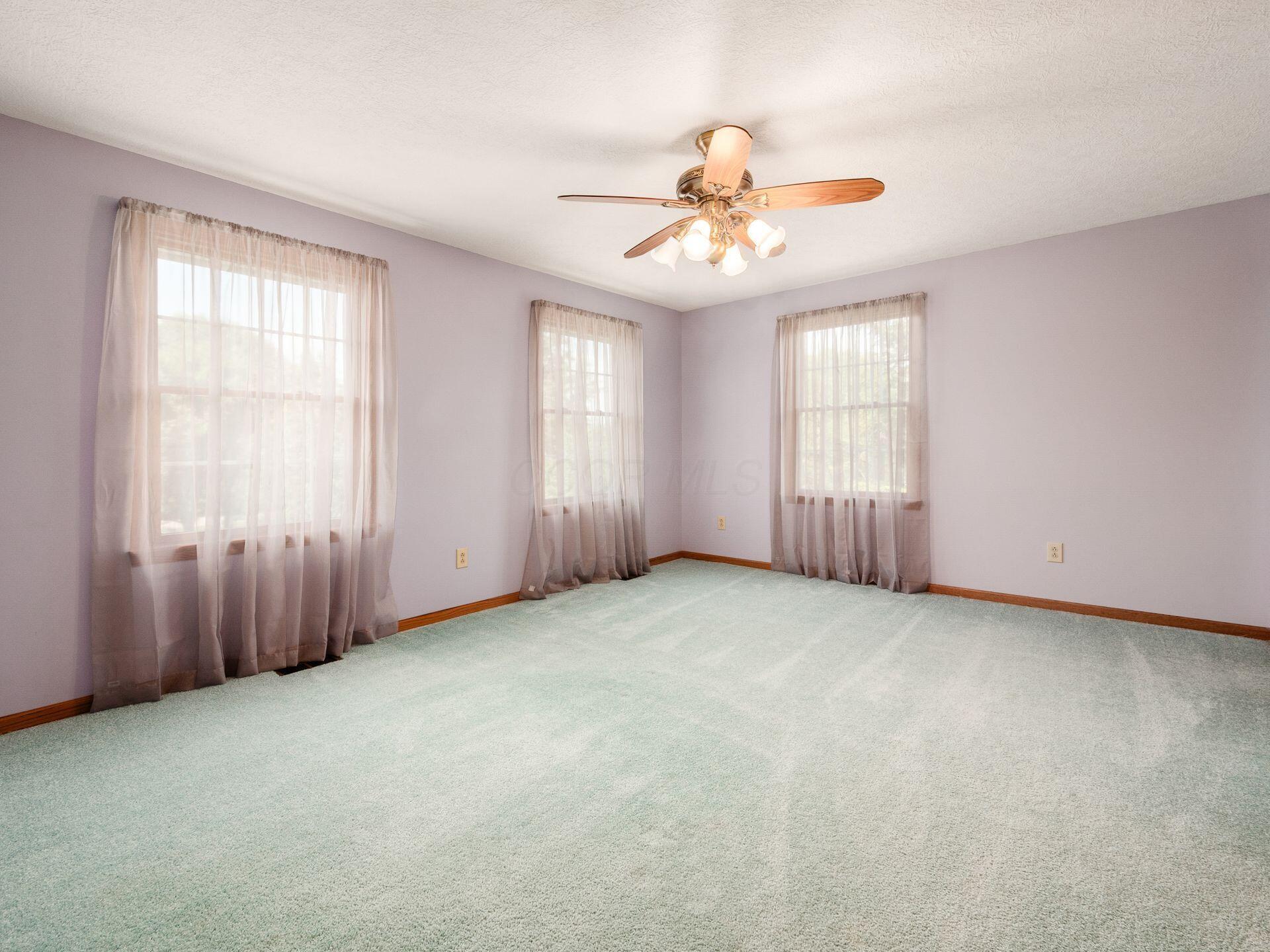 7941 Steitz Road Powell, OH 43065 - Photo 20 of 24 The room has good quality carpeting, a ceiling light with fan and double closets for storage.