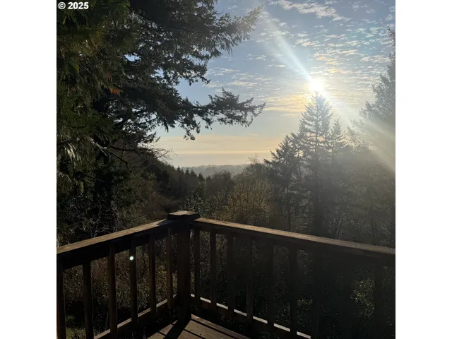 a view from balcony with small garden