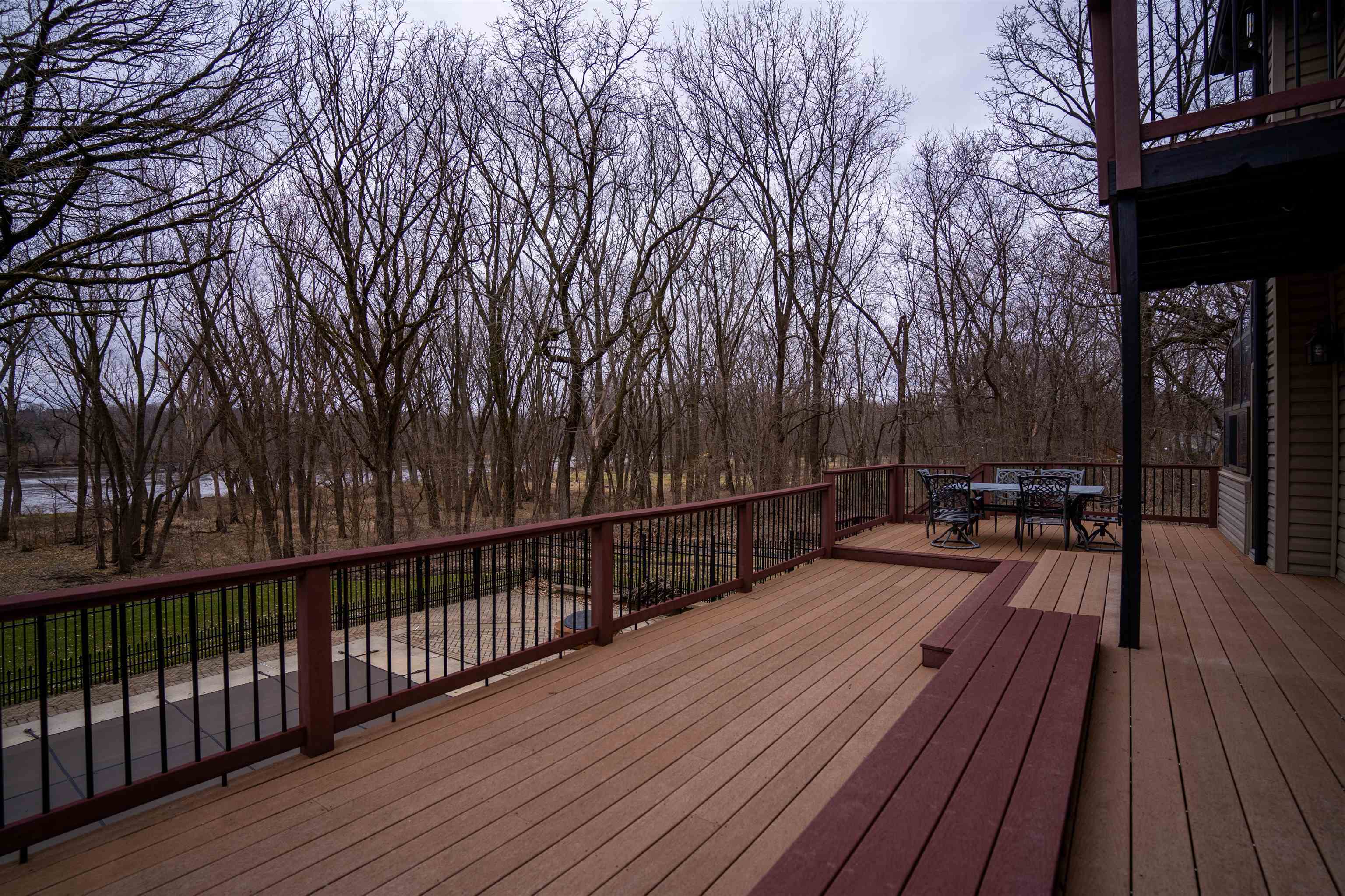 11662 Bend River Road Roscoe, IL 61073 - Photo 42 of 61 a view of deck with wooden floor and outdoor seating