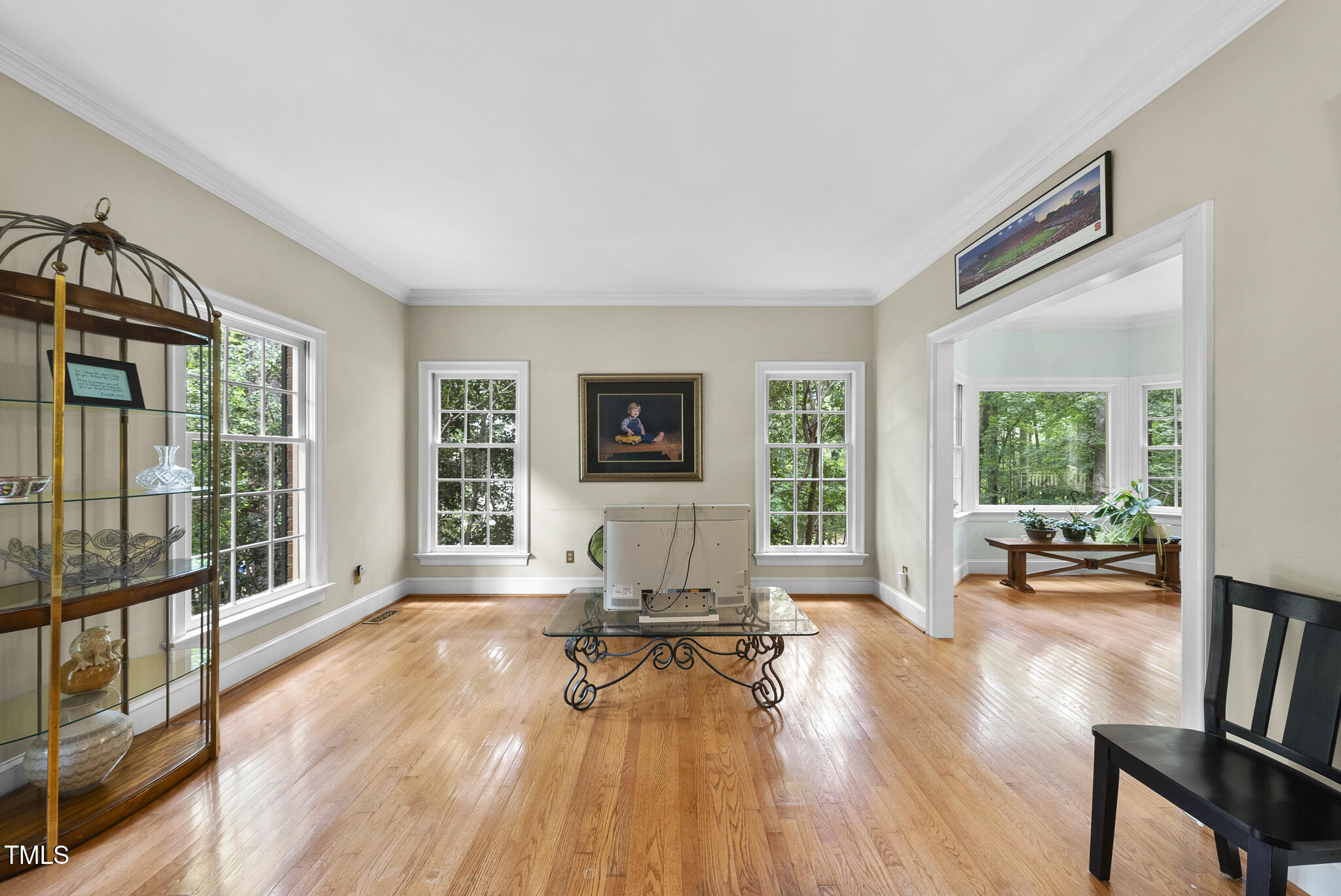 821 Ascot Lane Raleigh, NC 27615 - Photo 5 of 43 a living room with furniture and a wooden floor