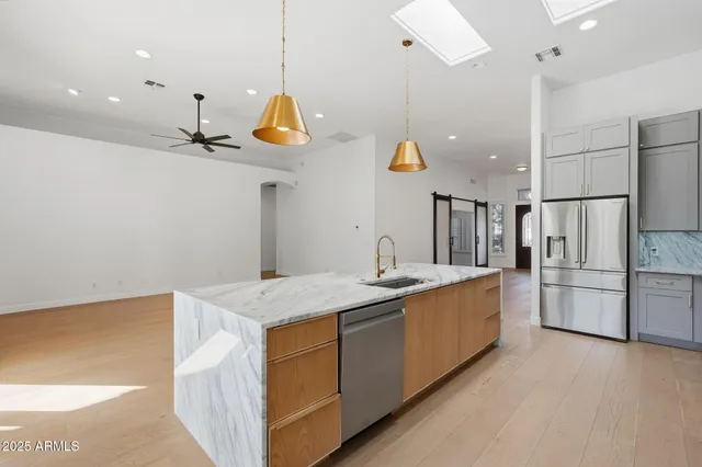 a view of a kitchen counter top space