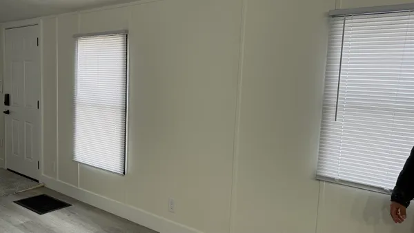a view of a closet in a room