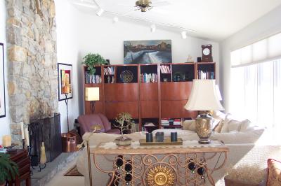 100 Spring Valley Road Easton, PA 18042 - Photo 2 of 13 Living room, vaulted ceilings, ceiling to floor stone fireplace, flooded with light.