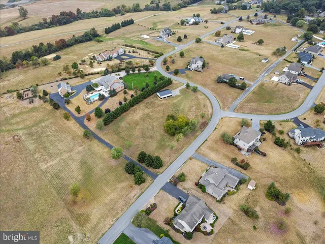 an aerial view of a swimming pool