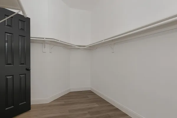 a view of an empty walk in closet