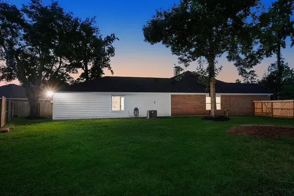 a view of backyard with green space