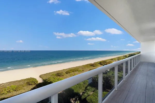 a view of ocean from a balcony