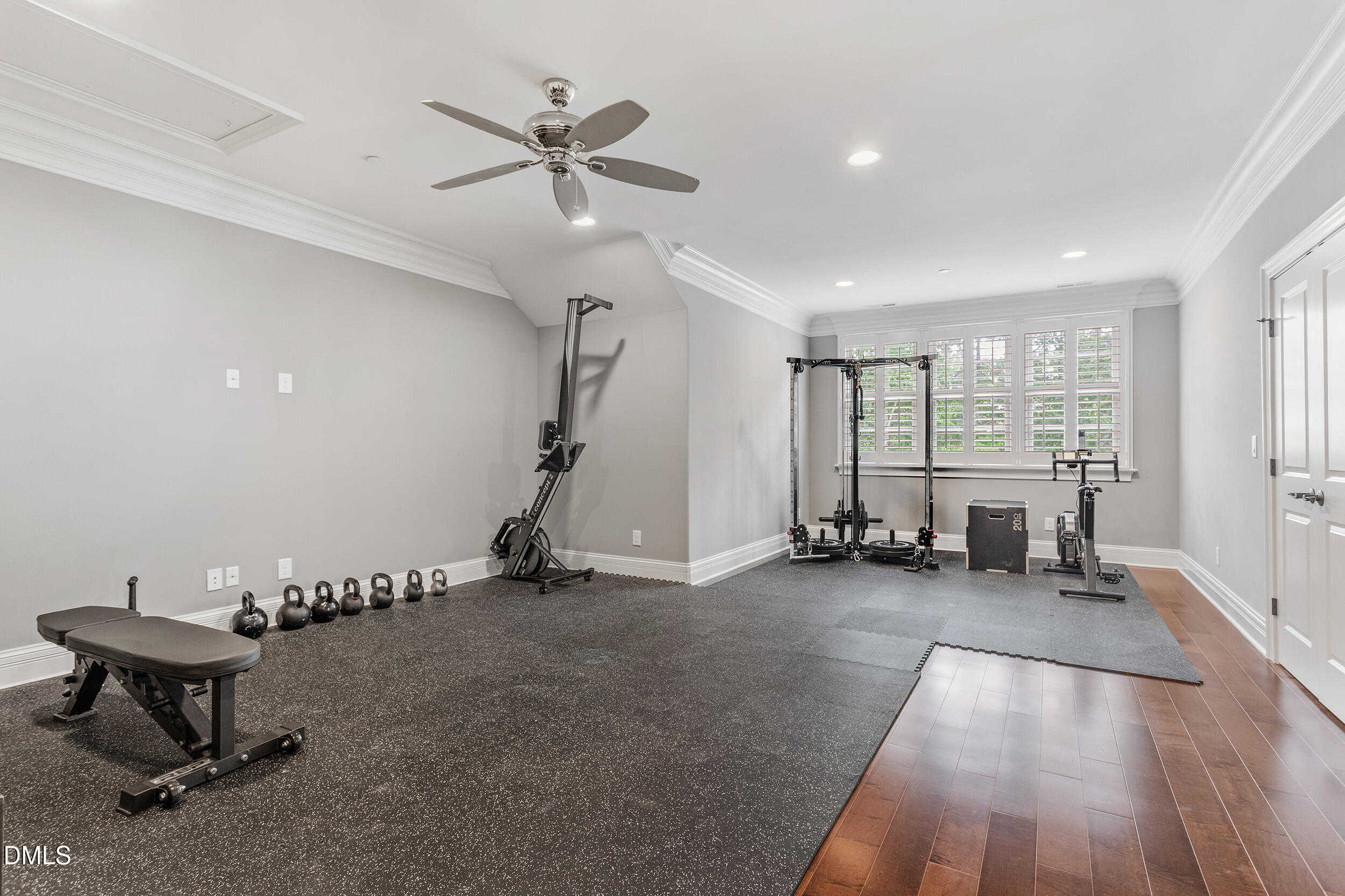 1361 Queensferry Road Cary, NC 27511 - Photo 33 of 50 a view of a room with gym equipment and a large window