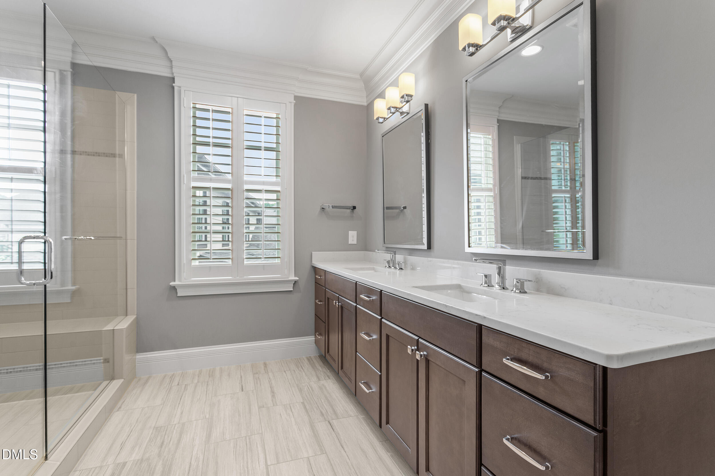 1361 Queensferry Road Cary, NC 27511 - Photo 39 of 50 a spacious bathroom with a granite countertop sink mirror and double