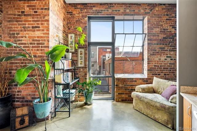 a building outdoor space with patio furniture